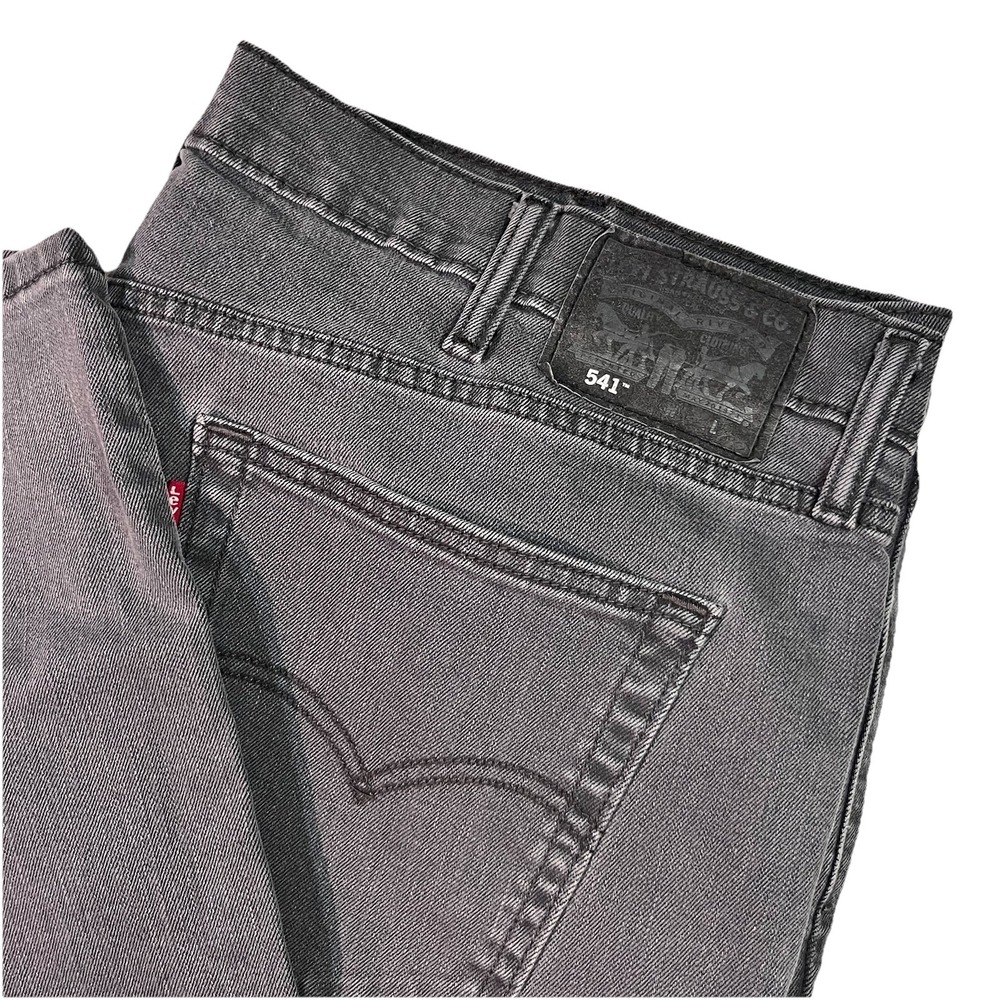 Levis 541 Mens Sz 44x30‎ Athletic Taper Stretch Denim Jeans Charcoal Dark Gray